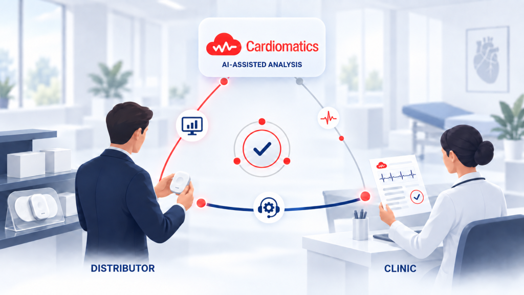 Distributor, clinic, and Cardiomatics working together through AI-assisted Holter ECG analysis